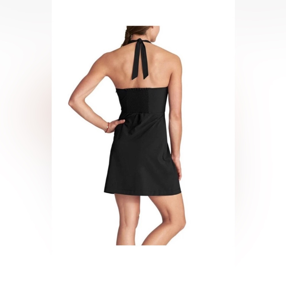 ATHLETA Go Anywhere Black Halter Sporty Dress